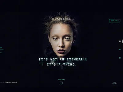 Eyewear Landing Page dark eyewear futuristic graphic design landing page ui