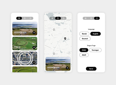 Show the History app application ar design education graphic design history location map quiz ui ux