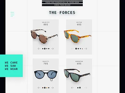 Eyewear Landing Page eyewear product page ui website