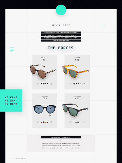 Eyewear Landing Page eyewear product page ui website