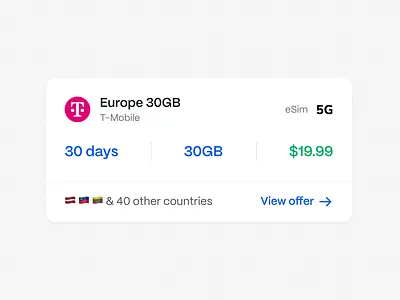 eSim - Card exploration app design card esim figma listing mobile ui ui design ux ux design