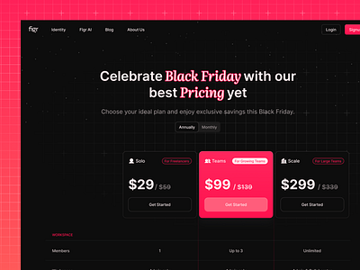 Pricing Page-Black Friday Sale black friday components dark theme dark ui darkmode design system interface minimalism offer price table pricing pricing plan pricing plans pricing table sale ui ux web pricing webdesign website