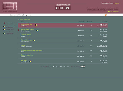 "Aigaleo tennis school", forum, 2010 web design