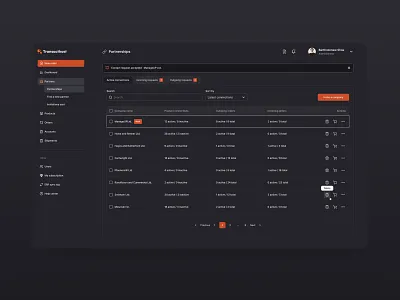 Transacthost - Business Management Application app design application branding business business management dark grey dark theme design figma minimal orange product design ui ux