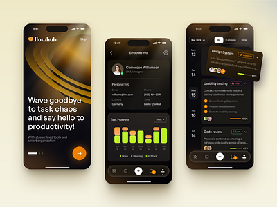 Flowhub - Mobile for SaaS app design application design business design illustration interface ios app design managment mobile app product saas service startup technology ui uiux ux