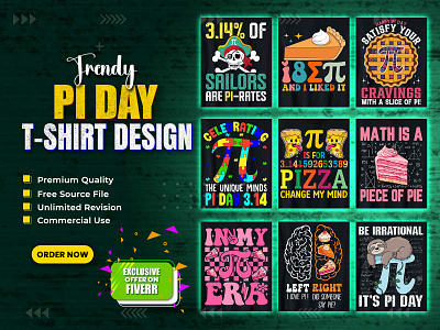 Pi Day T-Shirt Design Bundle pi day t shirts design in 2024