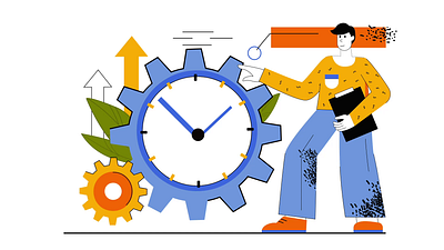 Time Management 2D Animation 2d animation clock icon deadline efficiency flat goal setting illustration man motion optimization organization planning productivity productivity tools schedule time management time tracking watch work life balance