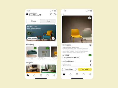 Furniture Shopping App UI furniture mobile app shopping ui