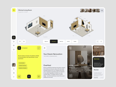 Web App Design. Interior Design app architecture bright building concept design grey house interior light minimal renovation room sevice site ui ux web white yellow