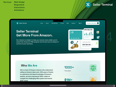 Seller Terminal amazon bold clean design ecommerce fintech illustrations intractions intuitive design light theme management modern redesign reimbursement responsive revamp ui enhancements user interface visuals warehouse website