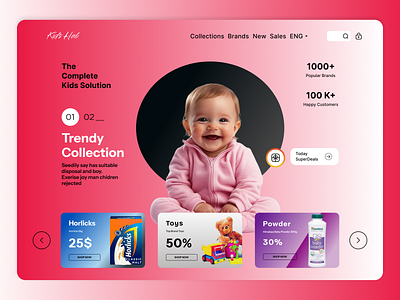 Kids Hub - products for kids baby products color full online store ui ui design web app