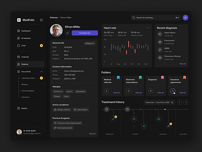 Medical records for general practitioners - UI/UX design 2d 3d animation branding dark theme dashboard design doctor figma gotoinc graphic design health healthcare logo patient care ui uiux ux design web design