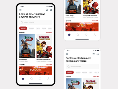 Entertainment App UI - Discover Movies & Events