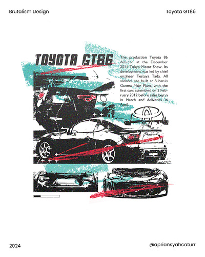 Toyota GT86 Brutalism Design branding brutalismdesign car design graphic design illustration t shirt toyota toyotagt86 vector