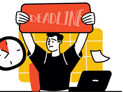 Deadline 2D Animation 2d animation business challenge clock icon deadline envato elements flat illustration man motion productivity project management stress stress at work time crunch time management urgent task work workplace