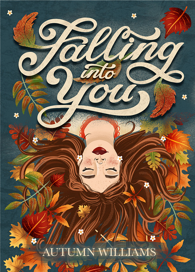 Falling Into You Cover Designs autumn beautiful books book art book cover design book cover illustration design editorial design fall female illustrator hand drawn hand lettering illustration procreate