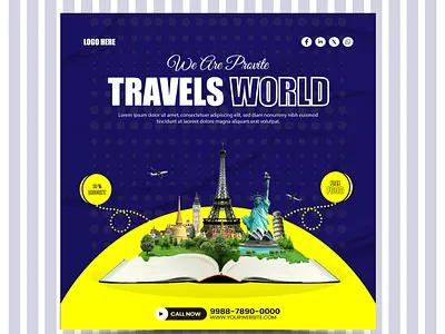 Travels World poster design for social media graphic design social banner social post travels banner travels poster