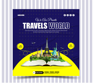 Travels World poster design for social media graphic design social banner social post travels banner travels poster