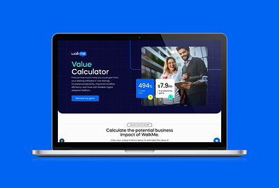 Walkme Value Calculator Landing Page+ Thank You Page business calculator design graphic design landing page layout money paid media saas software ui ux uxui value web design web page website