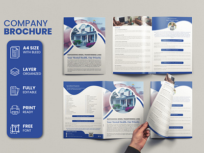 Mental Health Bi Fold Brochure Design a4 bifold branding brochure business brochure clinic company creative dental design graphic graphic design health healthcare hospital marketing mental mental brochure print