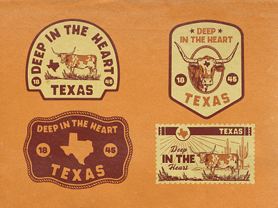 TEXAS 1845 80s badge branding graphic design illustration logo longhorns longhorns texas retro logo stamp texas vintage vintage logo