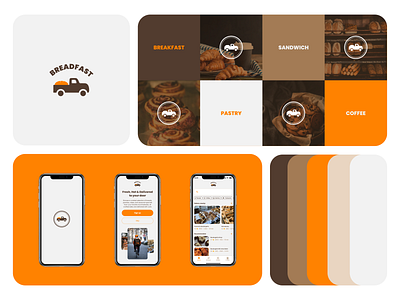 BreadFast Branding adobeillustrator app bakery branddesign branding bread brown design figma food delivery graphic design logo logodesign mobileapp orange ui