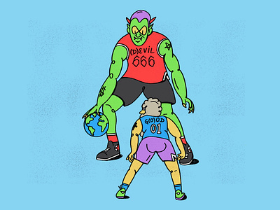 G(o)od vs (D)evil bad ballgame basketball character design devil evil god good sports