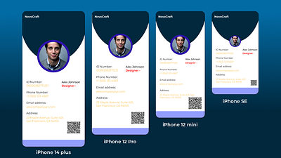 Responsive Employee Card Design Across iPhone Sizes 🌐📱 animation figma graphic design ui ui ux