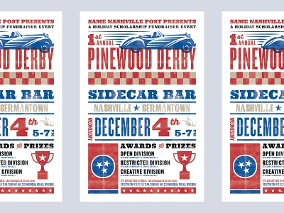 SAME Pinewood Derby Poster derby hatch show print letterpress nashville pinewood poster racing retro texture typography vintage