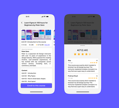 Course details screen education figma mobile app uiux user experience