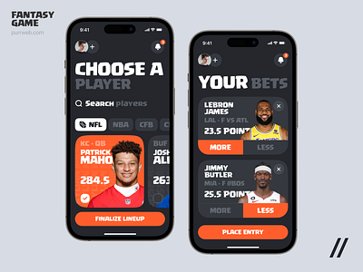 Fantasy Sports Mobile iOS App ai android app app design app design concept app design template dark theme dashboard design interface ios mobile mobile app product design sport sport app ui ux