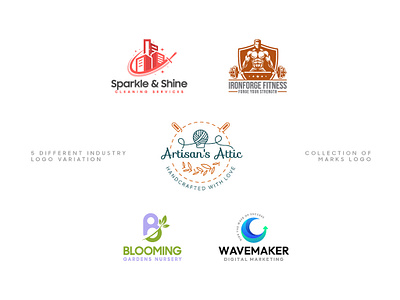 5 Industry Logo in One Frame brandbuilding brandidentity creativeprocess designinspiration designshowcase dribbblecommunity graphicdesign industrylogos logo design logoinspiration visualidentity