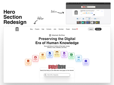 Internet Archive Hero Section Redesign figma hero section landing page redesign roast