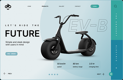 Electric Scooter Product Page (EV-B) graphic design illustration logo typography ui de uiux design ux