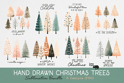 Hand-Drawn Christmas Tree PNG Bundle 3d animation app branding design graphic design illustration logo motion graphics typography ui ux vector