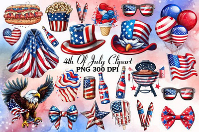 4th of July Sublimation Clipart Bundle 3d animation app branding design graphic design illustration logo motion graphics typography ui ux vector