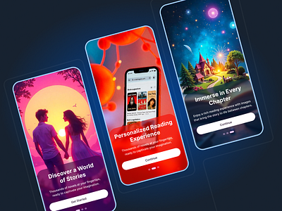 Onboarding Screens for Book Reading App android app design intro introduction screens mobile app mockup onboarding ui ui design ux design