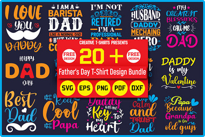 Father’s Day Free T-Shirt Design Bundle 3d animation app branding design graphic design illustration logo motion graphics typography ui ux vector