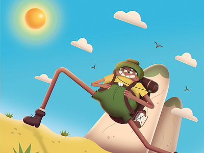 Sunny Hiking Adventure! adventure art bright cartoon characterdesign cheerful energetic explore hiking illustration illustrator nature outdoors photoshop playful sky sun sunny travel vector