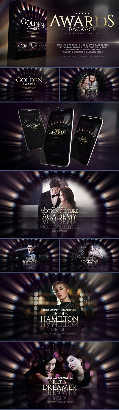 Awards Pack | Opening Ceremony for After Effects award ceremony cinema emmy event film global golden grammy hollywood intro movie nomination opener oscar pack party promo star tv