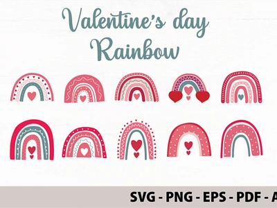 Boho Rainbow Valentine's Day SVG Bundle 3d animation app branding design graphic design illustration logo motion graphics typography ui ux vector