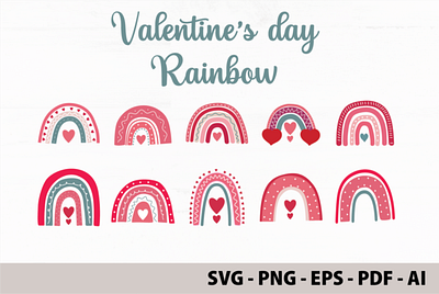 Boho Rainbow Valentine's Day SVG Bundle 3d animation app branding design graphic design illustration logo motion graphics typography ui ux vector