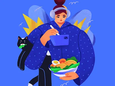 Artist routine artist cat character design character illustration drawing freelancer home office illustrator lifestyle pet process work