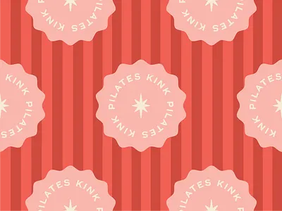 Kink Pilates badge brand identity branding feminine logo mid century mid century modern pink red star stripes typography