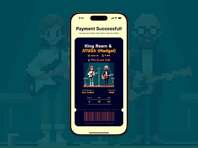 Daily UI #017 Purchase Receipt Concert Ticket 🎶🎸 app concert ticket daily ui dailyui design illustration pixel art purchase receipt ticket ui ui design uiux ux ux design