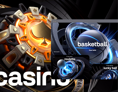 Casino 3D Design Gambling Motion Graphic 3d 3d design 3d motion animation basketball bet on sport betting casino casino games casino illustration crypto gambling igaming motion graphics poker roulette slots soccer sport tennis