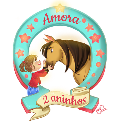 Amora birthday commission digitalart fantasy horse illustration