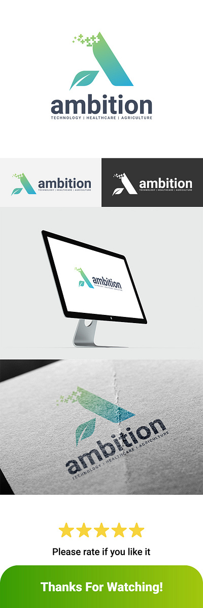 ambition Logos graphic design health letter a logo nature tech