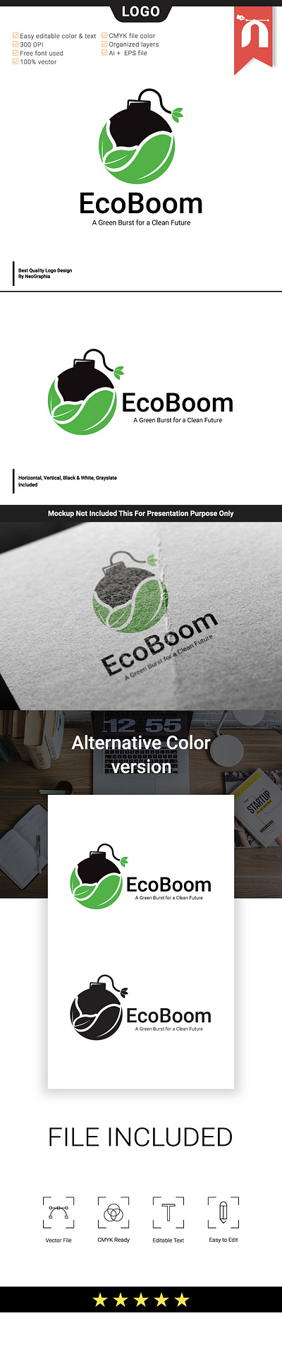 EcoBoom Logo bomb eco graphic design logo nature