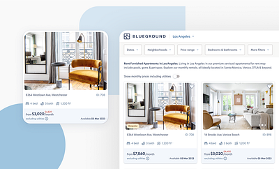 Blueground Listing page apartment card listing card listing page real estate